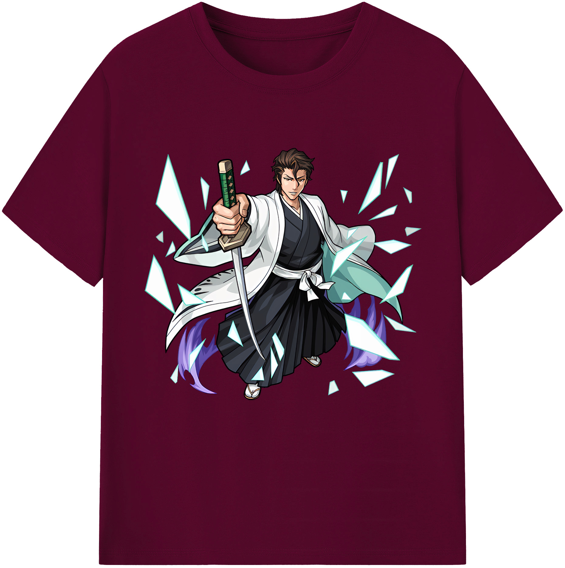 （画像用） ブリーチ 藍染 惣右介（あいぜん そうすけ） BLEACH Aizen Sousuke レディースカジュアルプリントTシャツ（綿100％）